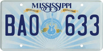 MS license plate BAO633