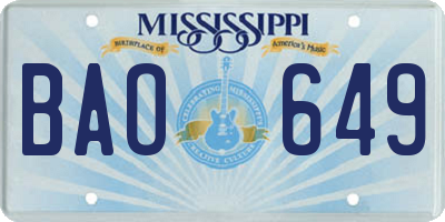 MS license plate BAO649