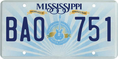 MS license plate BAO751
