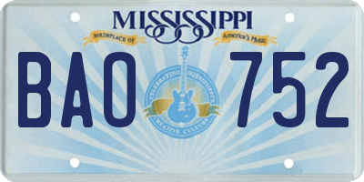 MS license plate BAO752