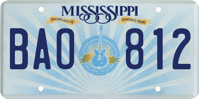MS license plate BAO812