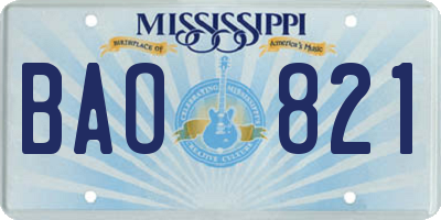 MS license plate BAO821