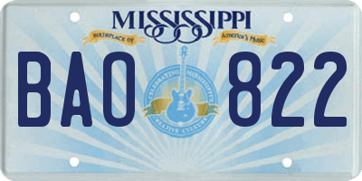 MS license plate BAO822