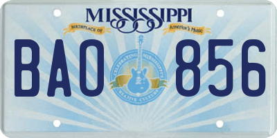 MS license plate BAO856