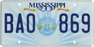 MS license plate BAO869
