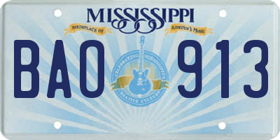 MS license plate BAO913