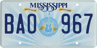 MS license plate BAO967