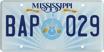 MS license plate BAP029