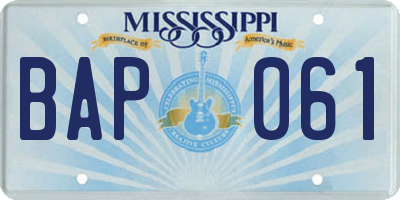 MS license plate BAP061