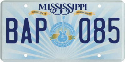 MS license plate BAP085