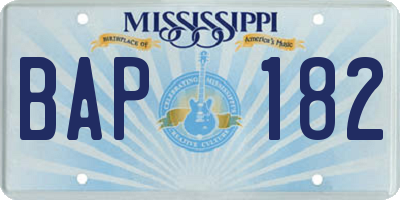 MS license plate BAP182