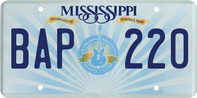 MS license plate BAP220
