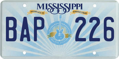 MS license plate BAP226