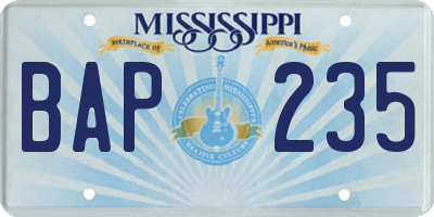 MS license plate BAP235