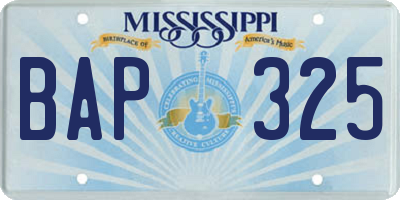 MS license plate BAP325