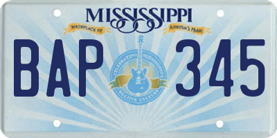 MS license plate BAP345