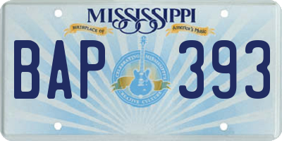 MS license plate BAP393
