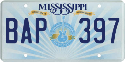 MS license plate BAP397