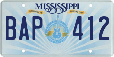 MS license plate BAP412