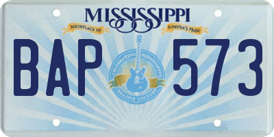MS license plate BAP573
