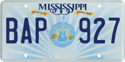 MS license plate BAP927