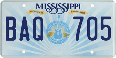 MS license plate BAQ705