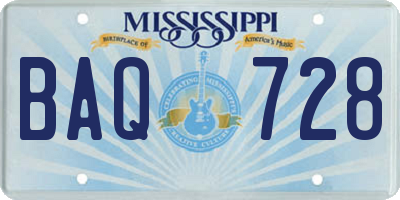 MS license plate BAQ728