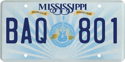 MS license plate BAQ801