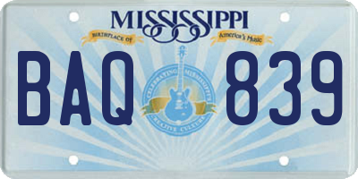 MS license plate BAQ839