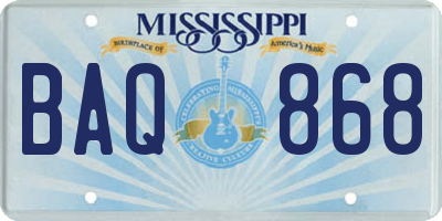 MS license plate BAQ868