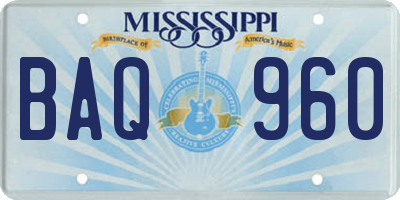 MS license plate BAQ960