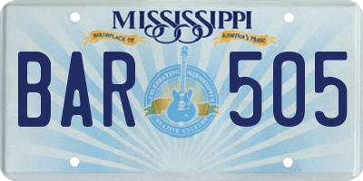 MS license plate BAR505