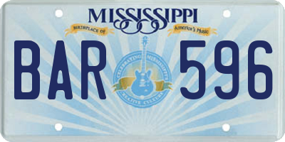 MS license plate BAR596