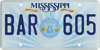 MS license plate BAR605