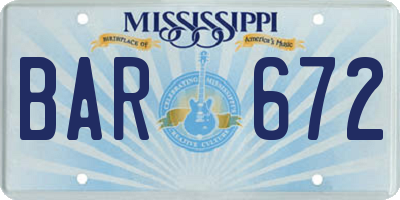 MS license plate BAR672