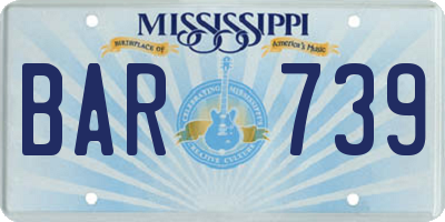 MS license plate BAR739