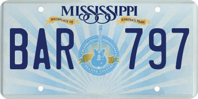MS license plate BAR797
