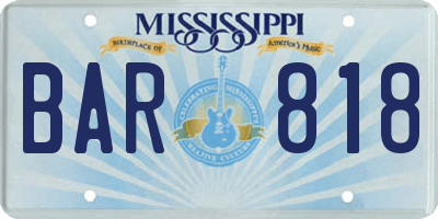 MS license plate BAR818