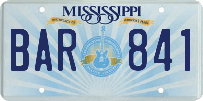 MS license plate BAR841
