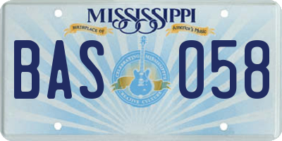 MS license plate BAS058