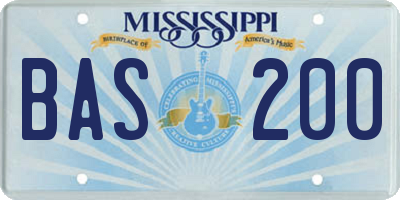 MS license plate BAS200