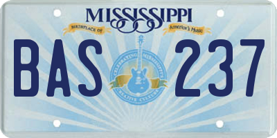 MS license plate BAS237