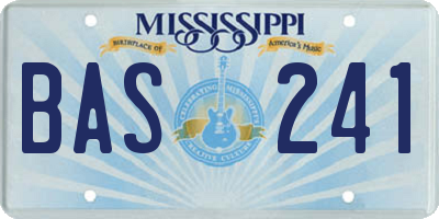 MS license plate BAS241