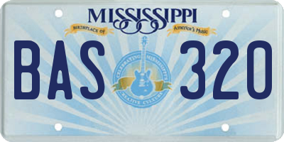 MS license plate BAS320