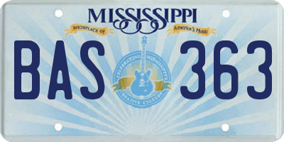 MS license plate BAS363