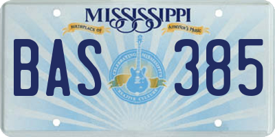MS license plate BAS385