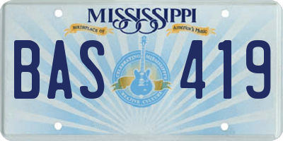 MS license plate BAS419