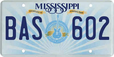 MS license plate BAS602