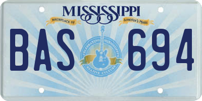 MS license plate BAS694