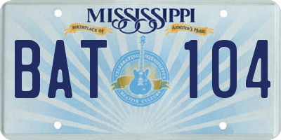 MS license plate BAT104